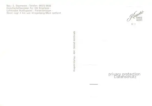 AK / Ansichtskarte Streit_Main Restaurant Cafe Spessartblick Bar Gaststube Terrasse Streit Main