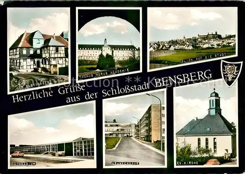 AK / Ansichtskarte Bensberg Am Burggraben Thomas Morus Akademie Stadtansicht Gymnasium Krankenhaus Ev Kirche Bensberg