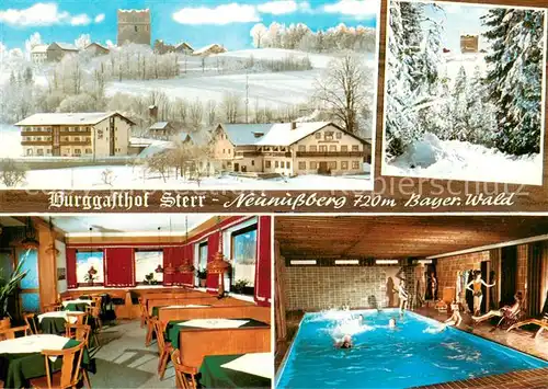 AK / Ansichtskarte Neunussberg Burggasthof Sterr Gaststube Hallenbad Neunussberg