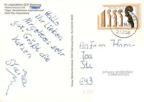 AK / Ansichtskarte Bistensee Ev Jugendheim Bistensee Fliegeraufnahme Bistensee