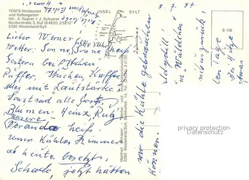 AK / Ansichtskarte Westerland_Sylt Tonis Restaurant und Kaffeegarten Gastraeume Westerland_Sylt