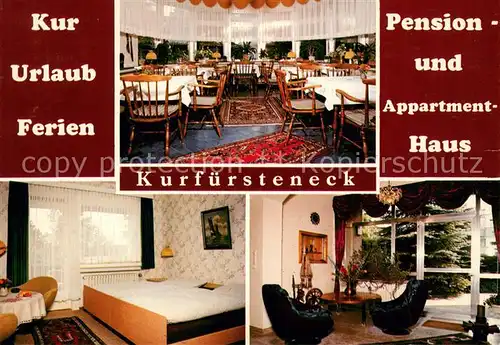 AK / Ansichtskarte Bad_Pyrmont Kurfuersteneck Pension und Appartement Haus Gaststube Zimmer Bad_Pyrmont