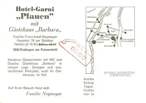 AK / Ansichtskarte Endingen_Kaiserstuhl Hotel Garni Pfauen  Endingen_Kaiserstuhl