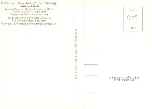 AK / Ansichtskarte Senden_Iller Rotisserie Rustical Gastraeume Veranstaltungssaal Senden_Iller