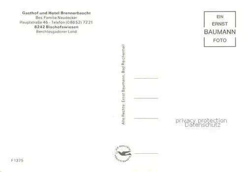 AK / Ansichtskarte Bischofswiesen Gasthof und Hotel Brennerbascht Bischofswiesen