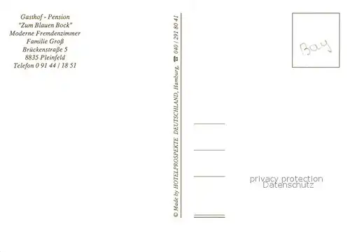 AK / Ansichtskarte Pleinfeld Gasthof Pension Zum Blauen Bock Gastraeume Bar Panorama Pleinfeld