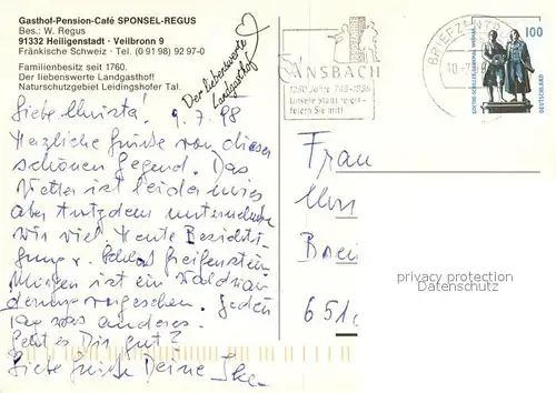 AK / Ansichtskarte Heiligenstadt_Oberfranken Gasthof Pension Cafe Sponsel Regus Panorama Heiligenstadt_Oberfranken