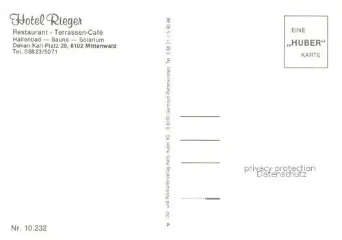 AK / Ansichtskarte Mittenwald_Bayern Hotel Rieger Terrassen Cafe Mittenwald Bayern