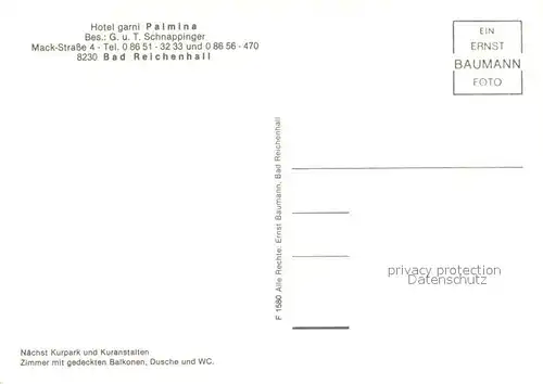 AK / Ansichtskarte Bad_Reichenhall Hotel garni Palmina Bad_Reichenhall