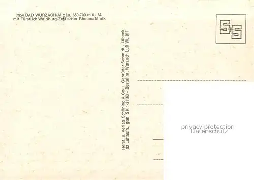 AK / Ansichtskarte Bad_Wurzach Fliegeraufnahme mit Fuerstlich Waldburg Zellscher Rheumaklinik Bad_Wurzach