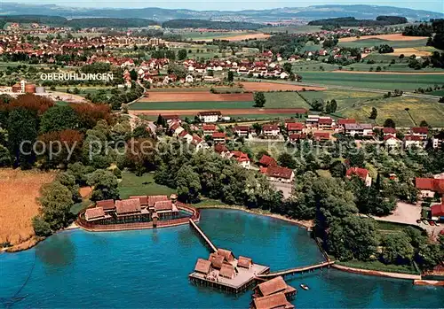 AK / Ansichtskarte Unteruhldingen Fliegeraufnahme mit den beruehmten Pfahlbauten Unteruhldingen