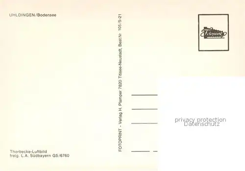 AK / Ansichtskarte Uhldingen Muehlhofen Bodensee Hafen Fliegeraufnahme Uhldingen Muehlhofen