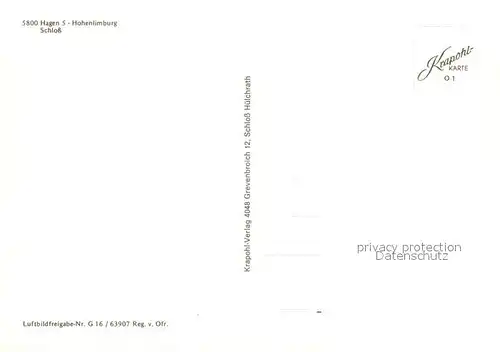 AK / Ansichtskarte Hohenlimburg Schloss Fliegeraufnahme Hohenlimburg