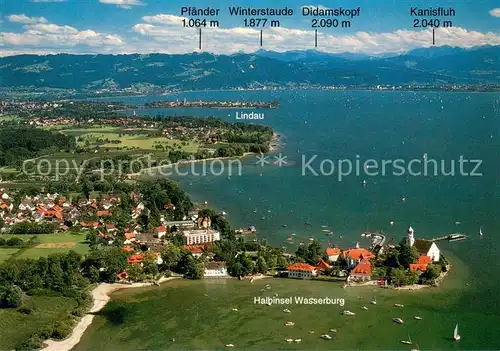 AK / Ansichtskarte Wasserburg_Bodensee Fliegeraufnahme mit Lindau Wasserburg Bodensee