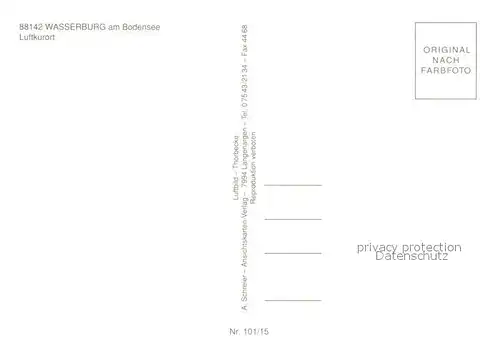 AK / Ansichtskarte Wasserburg_Bodensee Fliegeraufnahme mit Lindau Wasserburg Bodensee