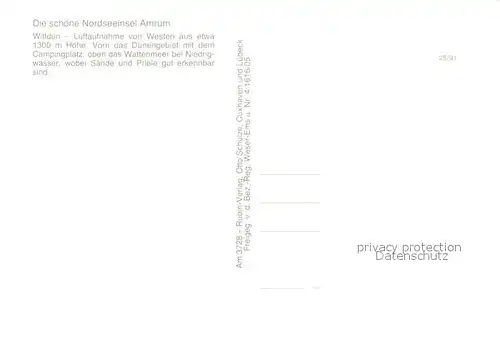 AK / Ansichtskarte Amrum Fliegeraufnahme mit Campingplatz und Duenengebiet Amrum