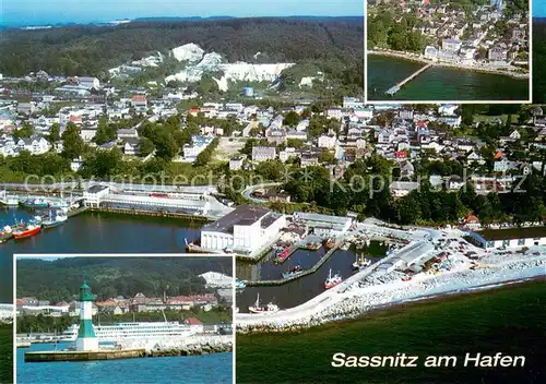 AK / Ansichtskarte Sassnitz_Ostseebad_Ruegen Hafenpartien Fliegeraufnahme Sassnitz_Ostseebad_Ruegen