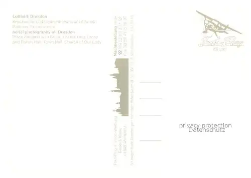 AK / Ansichtskarte Dresden Kreuzkirche und Gemeindehaus am Altmarkt Rathaus und Frauenkirche Fliegeraufnahme Dresden