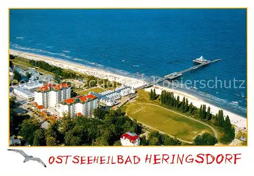 AK / Ansichtskarte Heringsdorf_Ostseebad_Usedom Fliegeraufnahme mit Seebruecke Heringsdorf_Ostseebad