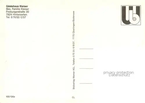 AK / Ansichtskarte Hinterzarten Gaestehaus Kleiser Gastraeume Gaestezimmer Hinterzarten