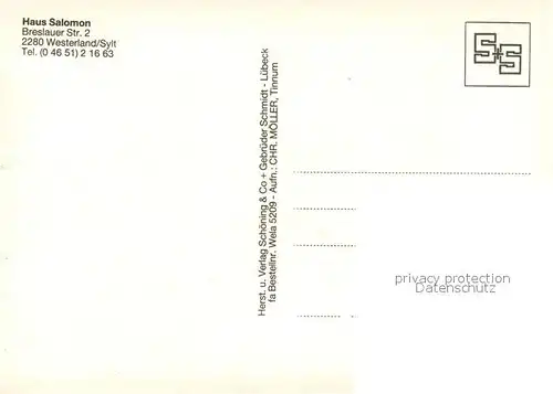 AK / Ansichtskarte Westerland_Sylt Haus Salomon Westerland_Sylt