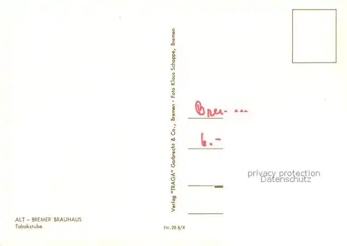 AK / Ansichtskarte Bremen Alt Bremer Brauhaus Tabakstube Bremen
