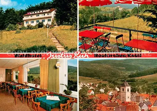 AK / Ansichtskarte Neukirchen_Knuellgebirge Waldhotel Justus Ruh Gaststube Terrasse Panorama Neukirchen Knuellgebirge