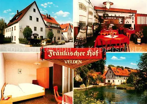 AK / Ansichtskarte Velden_Mittelfranken Gasthof Fraenkischer Hof Gaststube Zimmer Schwanenteich Velden Mittelfranken