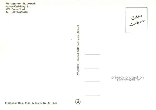 AK / Ansichtskarte Bonn_Rhein Pfarrzentrum St Joseph Fliegeraufnahme Bonn_Rhein