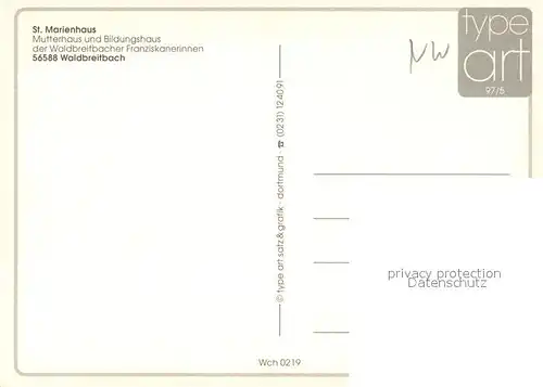 AK / Ansichtskarte Waldbreitbach_Wied St Marienhaus Fliegeraufnahme Waldbreitbach Wied