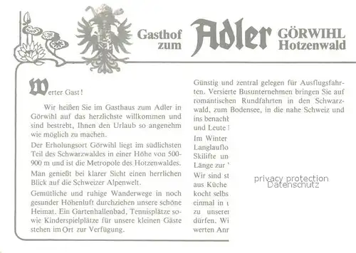 AK / Ansichtskarte Goerwihl Gasthof zum Adler Goerwihl