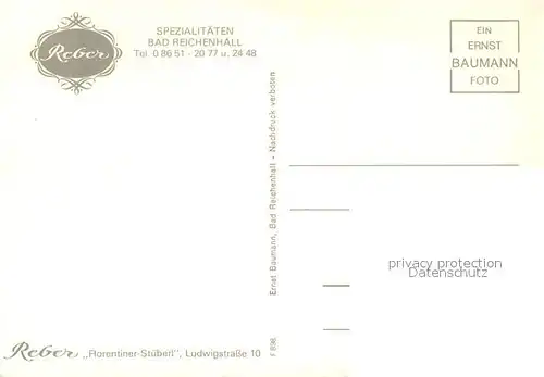 AK / Ansichtskarte Bad_Reichenhall Cafe Restaurant Reber Florentiner Stueberl Bad_Reichenhall