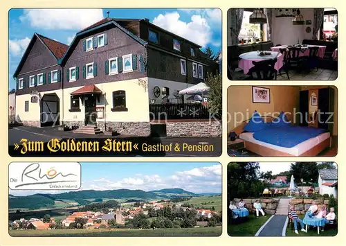 AK / Ansichtskarte Hofbieber Gasthof Pension Zum Goldenen Stern Gastraeume Zimmer Panorama Hofbieber