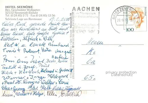 AK / Ansichtskarte Einruhr Hotel Seemoewe Gaststube Terrasse Rurstausee Einruhr