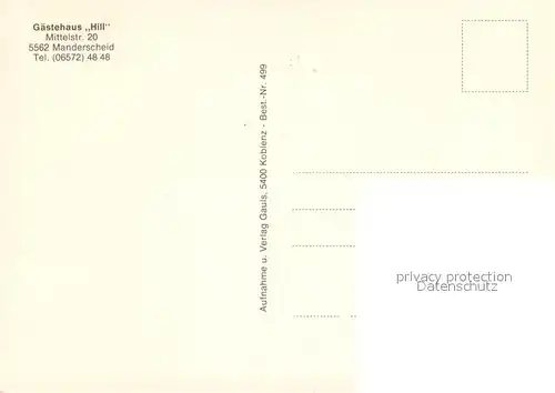 AK / Ansichtskarte Manderscheid_Eifel Gaestehaus Hill Gaestezimmer Gaststube Kegelbahn Manderscheid Eifel