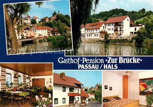 AK / Ansichtskarte Hals_Passau Gasthof Pension Zur Bruecke Gastraeume Zimmer Hals Passau
