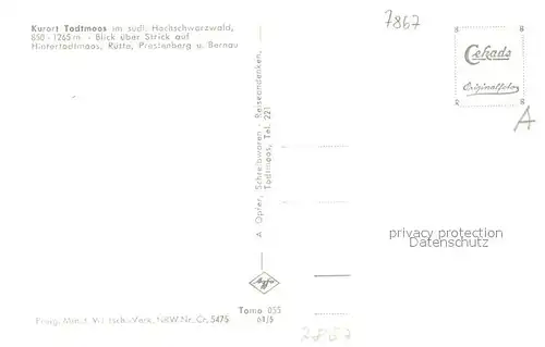 AK / Ansichtskarte Todtmoos Fliegeraufnahme mit Strick Hinterstadtmoos Ruette Prestenberg und Bernau Todtmoos