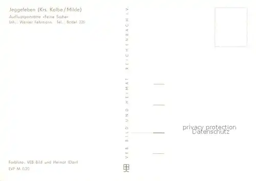 AK / Ansichtskarte Jeggeleben Ausflugsgaststaette Feine Sache Terrasse Brunnen Spielplatz Jeggeleben