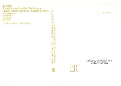 AK / Ansichtskarte Templin FDGB Erholungsheim Friedrich Engels Empfangshalle Restaurant I Dachcafe Bibliothek Templin