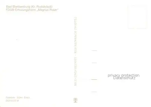 AK / Ansichtskarte Bad_Blankenburg FDGB Erholungsheim Magnus Poser Bad_Blankenburg