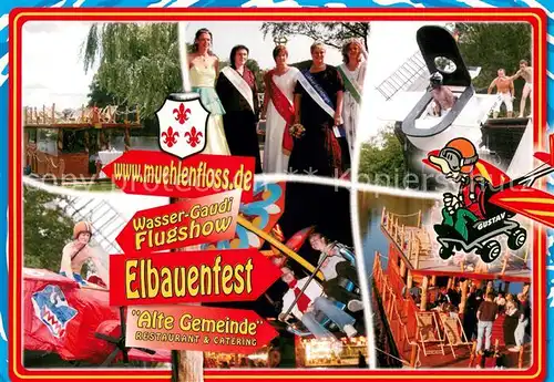 AK / Ansichtskarte Parey_Elbe Wasser Gaudi Flugshow Elbauenfest Alte Gemeinde Restaurant und Catering 