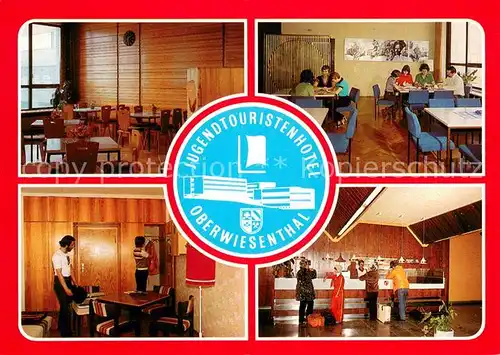 AK / Ansichtskarte Oberwiesenthal_Erzgebirge Jugendtouristenhotel Karl Liebknecht Speisesaal Karl Liebknecht Zimmer Urlauberzimmer Rezeption Oberwiesenthal Erzgebirge