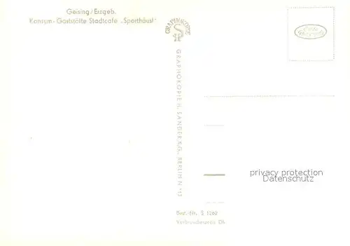 AK / Ansichtskarte Geising_Erzgebirge Konsum Gaststaette Stadtcafe Sporthaeusl Geising Erzgebirge