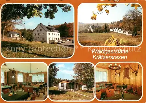 AK / Ansichtskarte Bad_Liebenstein Waldgaststaette Kraetzersrasen Sportanlage mit Bungalows Gaststaette Jaegerzimmer Bad_Liebenstein