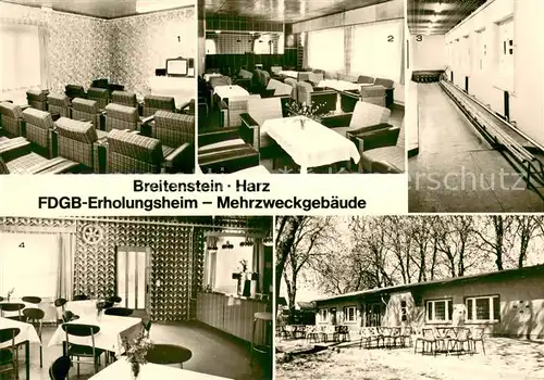 AK / Ansichtskarte Breitenstein_Suedharz FDGB Erholungsheim Mehrzweckgebaeude Fernsehraum Klubraum Kegelbahn Gaststaette Breitenstein_Suedharz