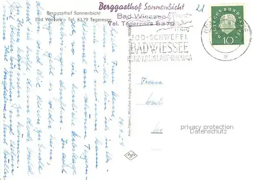 AK / Ansichtskarte Bad_Wiessee Berggasthof Sonnenbichl Bad_Wiessee