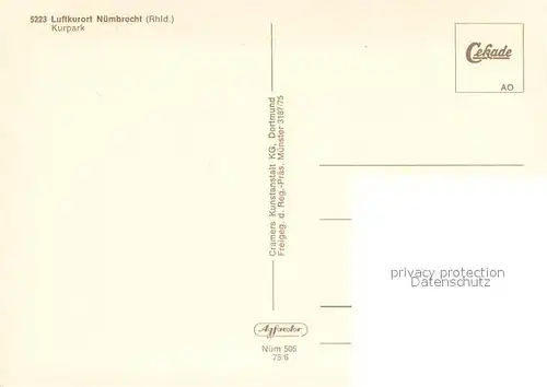 AK / Ansichtskarte Nuembrecht Kurpark Fliegeraufnahme Nuembrecht