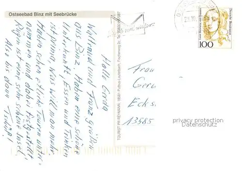 AK / Ansichtskarte Binz_Ruegen Fliegeraufnahme mit Seebruecke Binz_Ruegen