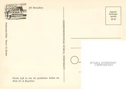 AK / Ansichtskarte Merzalben Jugendherberge Merzalben Fliegeraufnahme Merzalben