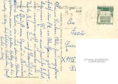 AK / Ansichtskarte Wertheim_Main Fliegeraufnahme Wertheim Main